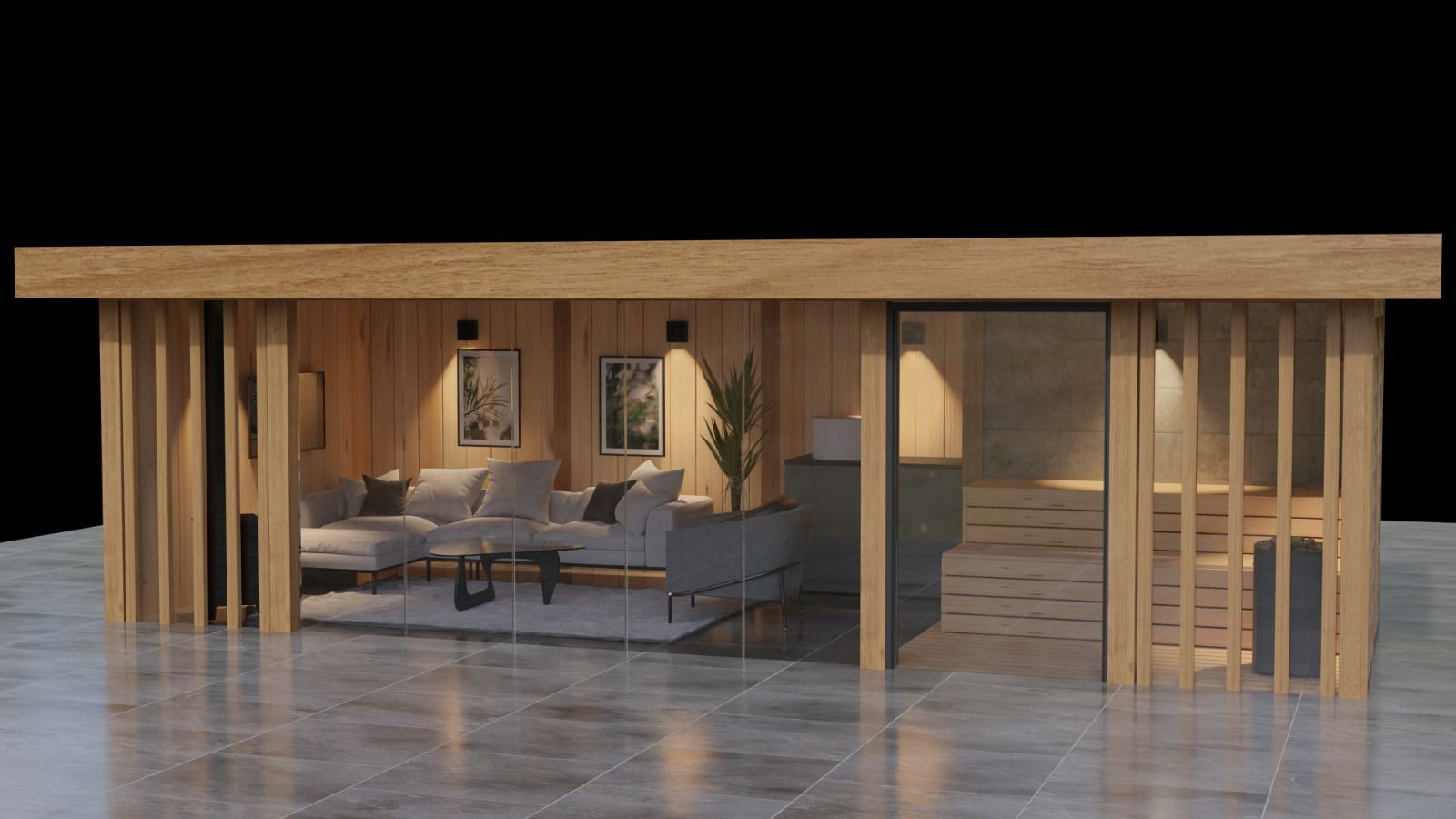 Houten-bijgebouw-met-inpandige-sauna-4 - Houten tuinkamer met sauna